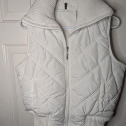 Daisy Fuentes White Puffer Winter Vest Womens Size Large