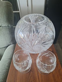 Hand cut punch bowl
