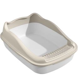 Cat Litter Box Semi-Enclosed Large Cat Litter Box Thickened Anti-Splash Cat Litter Box Removable Litter Box Easy to Clean (Color : White, Size : B)