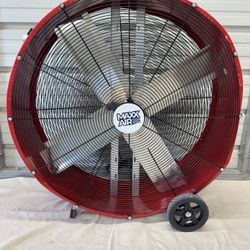 MAXX AIR Cooling Fan: 36 in Blade Dia, 120V AC, Mobile, 1/2 hp, Direct Drive, Steel