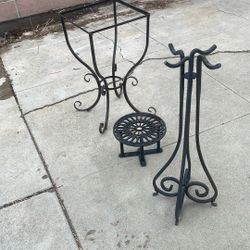 Flower Pot Holders, Cast Iron Set Of 3