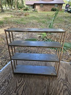 Vintage Metal Bookshelf Mid Century Modern Art Deco Shelf