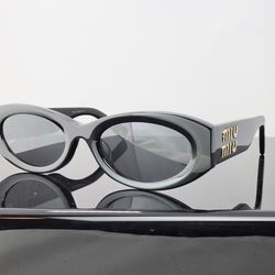 Miu Miu Oversized Round Sunglasses in Black With Crystals