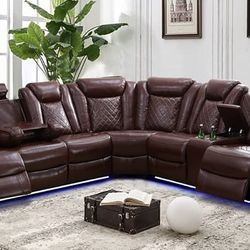 🌼FREE DELIVERY🌼Brand New Brown Power Reclining Sectional Sofa Couch 