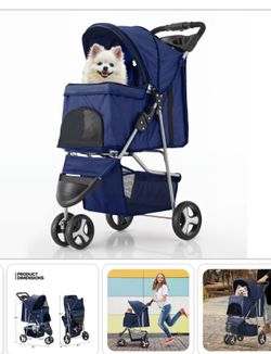 NEW Navy MoNiBloom Pet Stroller For Small/Medium Dogs And Cats