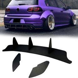 Rear Bumper Lip Diffuser 3 Fin Valance Spoiler For 10-14 VW Golf 6 MK6 GTI