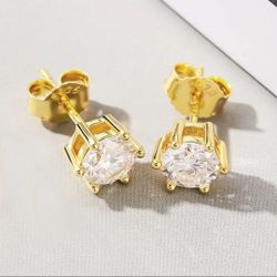 2 Carat Moissanite Studs in Gold-Plated 925 Silver