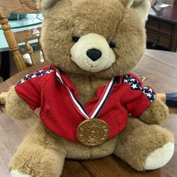 Belk Vintage Team Belkie 1995 USA Brown Teddy Bear Gold Medal Stuffed Animal