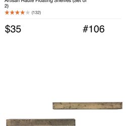 #106: Del Hutson Designs 36 in. Gray Artisan Haute Floating Shelves (Set of 2)