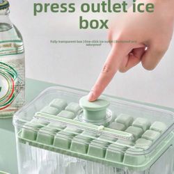 1Set,Large Capacity Ice Cube Tray Set- 28/56 Cubes Material Ice Mold With Ice Scoop | Quick Ice Release With One Press, Transparent Freezer Container 