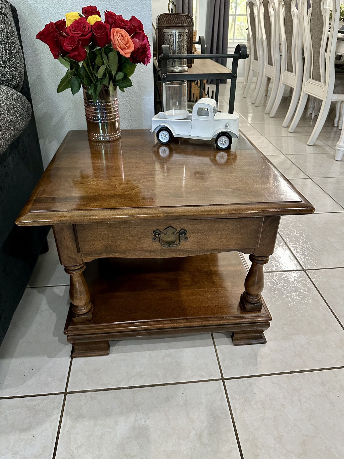 Wood end table