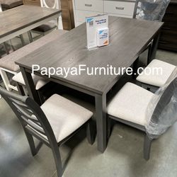 New Beautiful 6pcs Dining Set, Grey Dining Table And Chairs, Dinette Set, Table, Chairs, Casual Dining Set, Wooden Table, Gray Table, Chairs, Bench