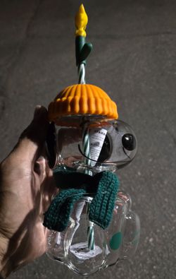 Starbucks Snoopy Peanuts Glass Cup with Straw