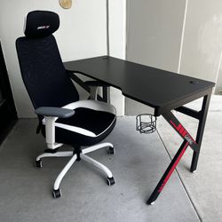 New In Box 47x24x30 Inches Tall Gaming Gamer Desk Table With Ergonomic Mesh Game Computer Chair Office Furniture Combo Set 