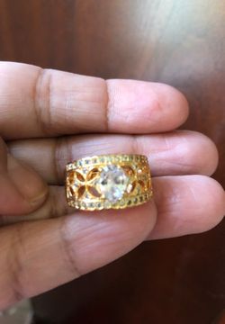 925/14k gold filled white topaz ring size 9