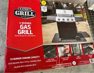Expert Grill 4-Burner Propane Gas Grill with Side Shelves and Wheels, Stainless Steel