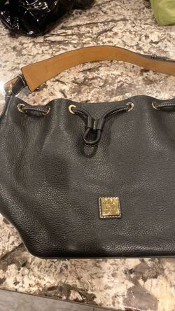 Dooney & Bourke Black Leather Drawstring Hobo Bag