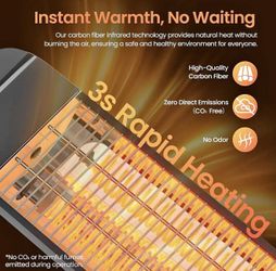 1500W Infrared Patio Heater – Wall Mounted Outdoor Heater w Remote