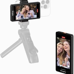 King Ma 5" Phone Vlog Selfie Monitor Screen,Back Camera Monitor for iPhone with Magnetic Phone Clip & Bluetooth Remote for Vlog/Live Stream/Teleprompt