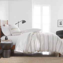 Color Sense king Duvet Set Ticking Stripe Beige