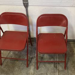  Rare Vintage Krueger Childs Folding Red Metal Chairs