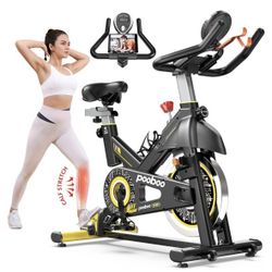 Exercise Bike, Adjustable Magnetic/Brake Pad Resistance Silent Belt Drive, Indoor Cycling Bike for Home Cardio, Fitness Stationary Bike with 350lbs/30