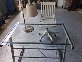 Glass Top Metal Frame Desk set