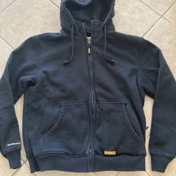 “DEWALT” “HEATED GEAR” LITHIUM ION BLACK HOODIE ZIP UP JACKET. SIZE LARGE.