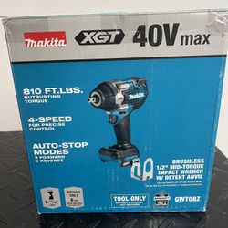 Makita 40V max XGT Brushless Cordless 4-Speed Mid-Torque 1/2 in. Impact Wrench w/Detent Anvil (Tool Only)