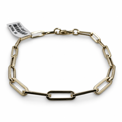 14k Yellow Gold Paper Clip 7.00" Bracelet. (New)