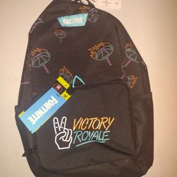New Fortnite Victory Royale 18 " Back Pack Padded Laptop Sleeve, Adjustable And Padded Shoulder Straps, Reflective, Black.