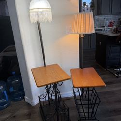 Vintage Lamp Set With Storage And Table Top 