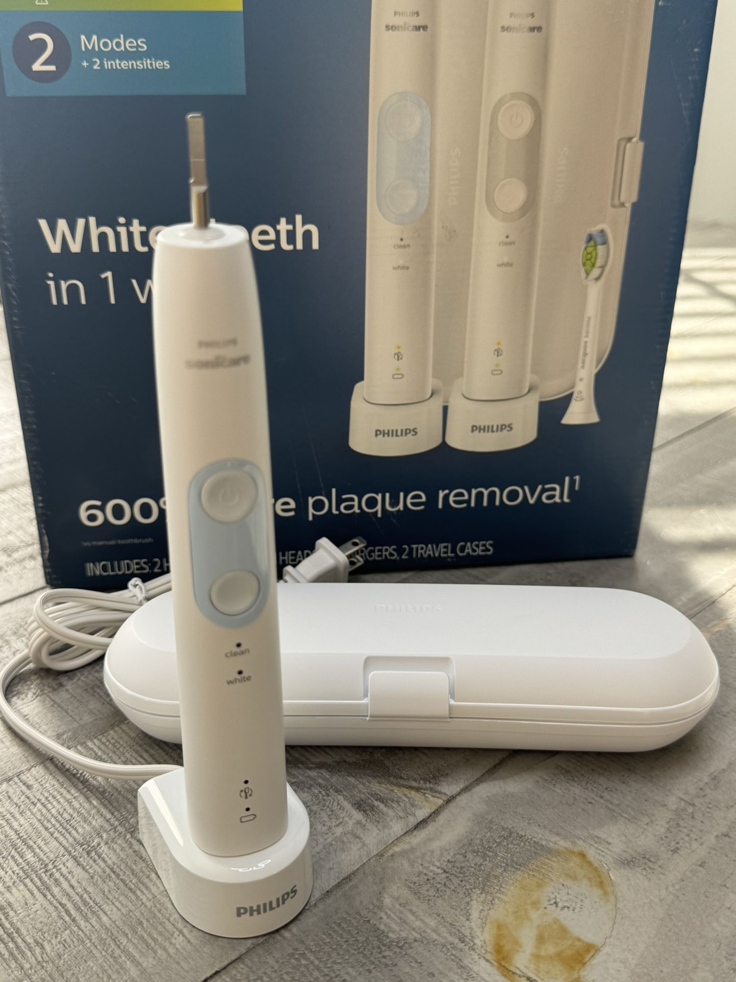 Philips Sonicare Optimal Clean Rechargeable Electric Toothbrush White Blue 
