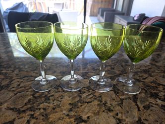 13 Rare Bohimian Crystal Wine glasses and bowl