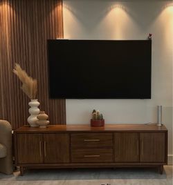 Modern Mid-Century TV Console / Entertainment Center – Walnut Finish