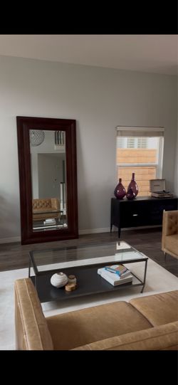 Crate and barrel glass coffee table center piece