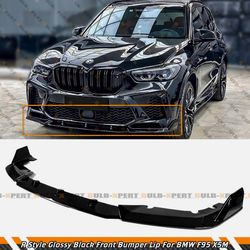 For 2020-2023 BMW F95 X5M Pre-LCI R Style Gloss Black Front Bumper Lip Splitter