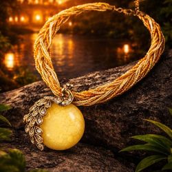 Elegant Bohemian Style Women’s Imitation Opal Pendant Necklace Retro Multi-Strand