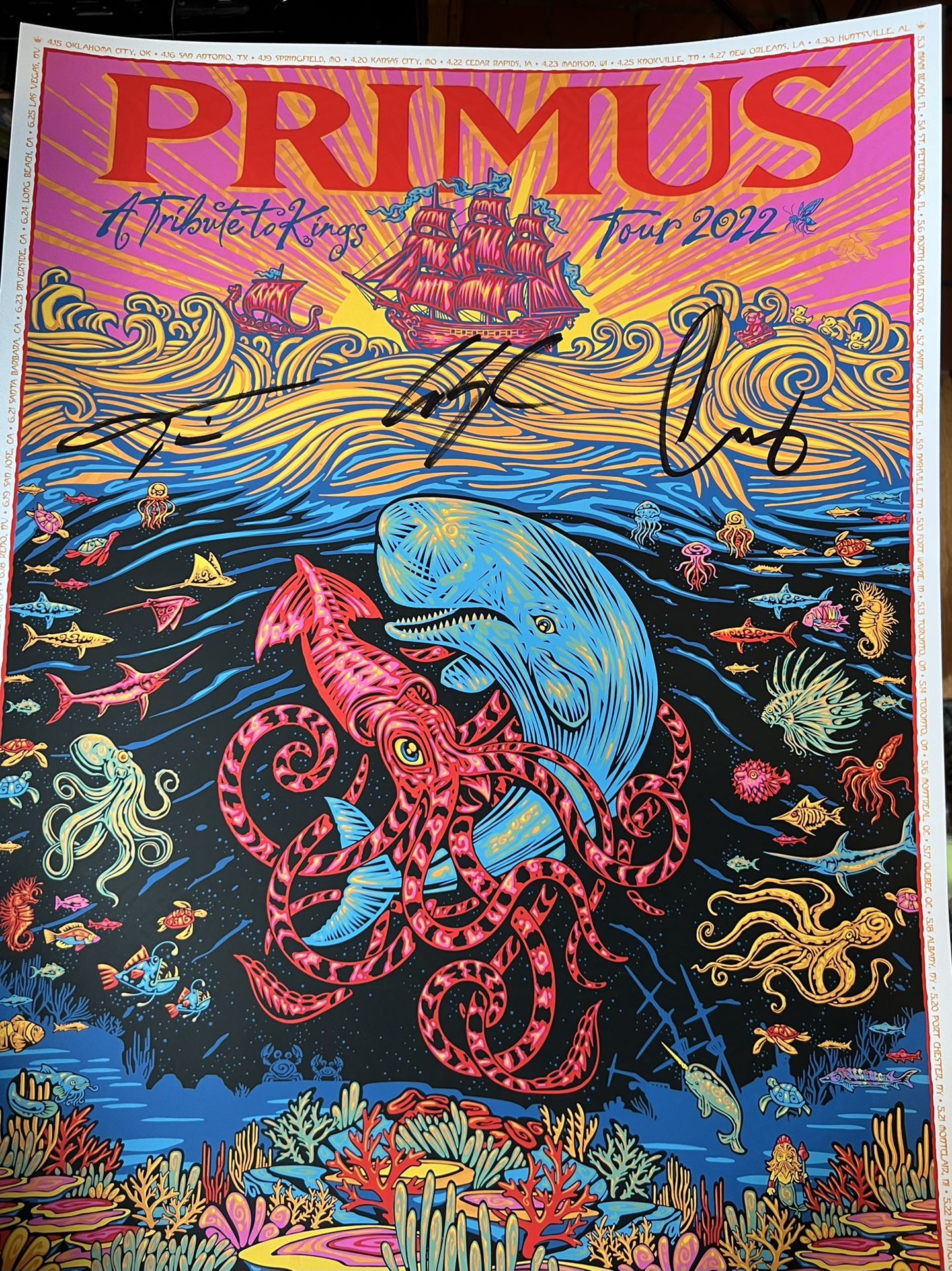 Autographed Primus Tribute To Kings VIP Tour Poster