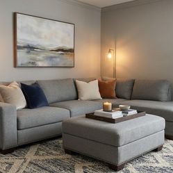 Modern Gray Thomasville Sofa Sectional w/ Ottoman