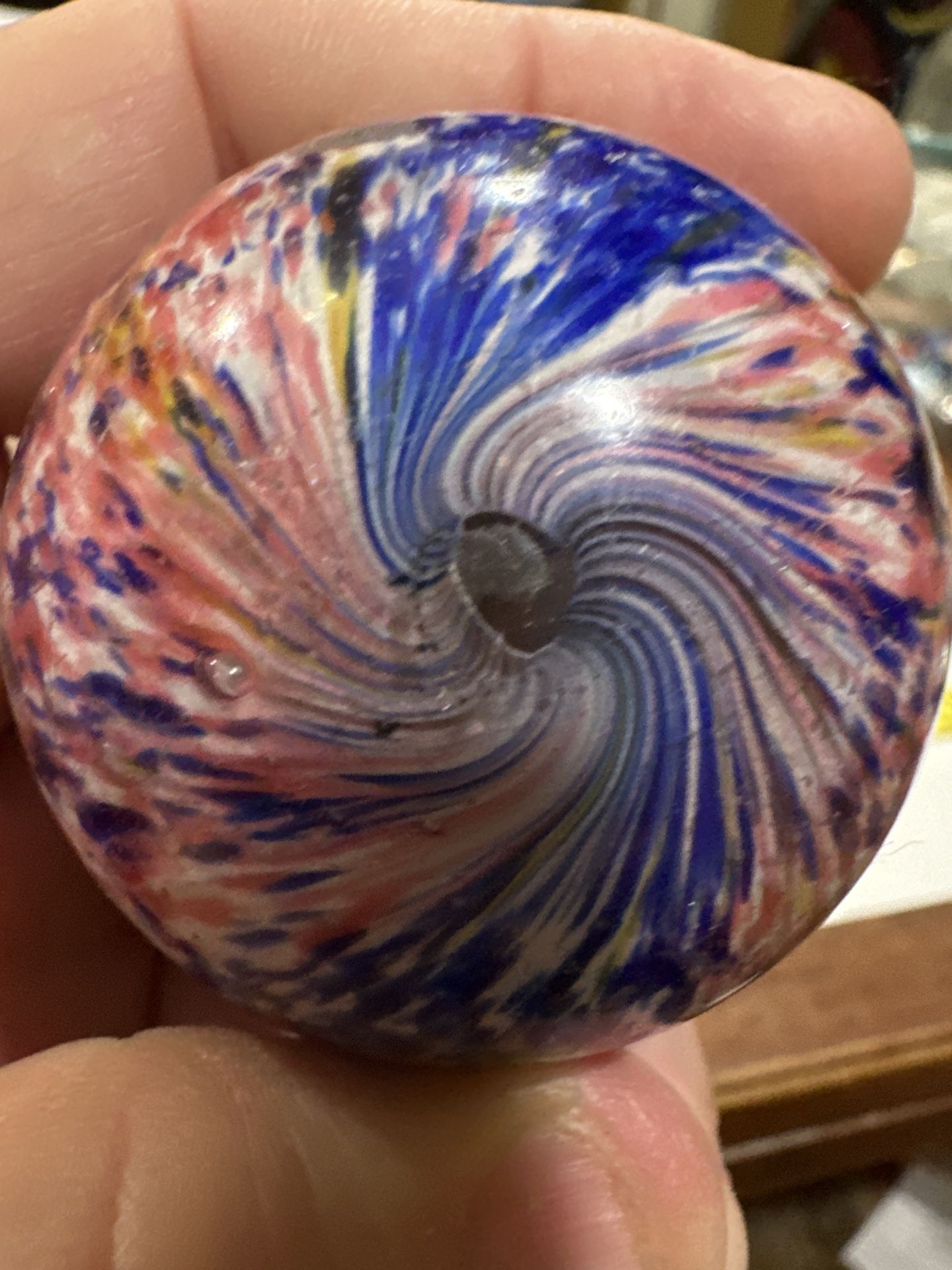 Antique German Handmade End-of-Day Onionskin Shooter – Multicolor – circa 1880–1910