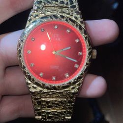 Gold Plated Red/Gold Watch 