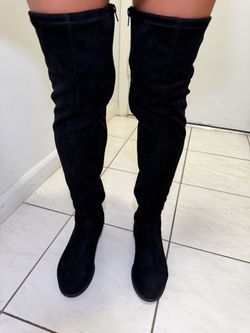 Black Suede Over-the-Knee Boots