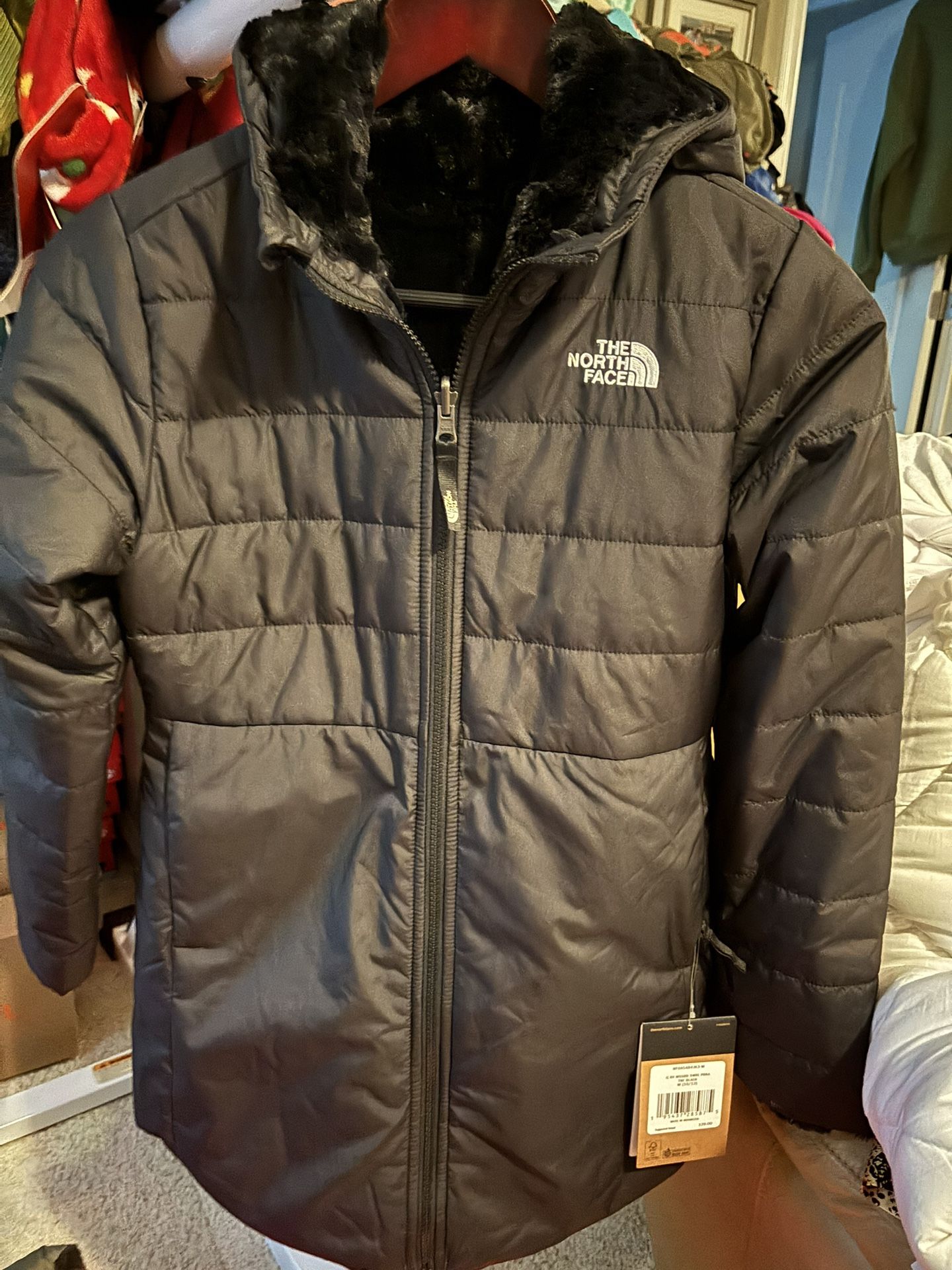 Kids North face Black Jacket With Fur Size M (10/12) Brand New!