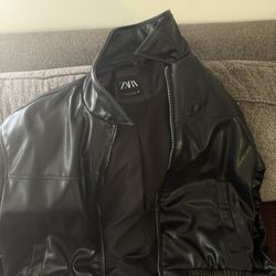 Black Zara Leather Jacket XS