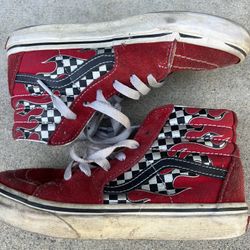 Boys size 3 Red Flame Vans shoes