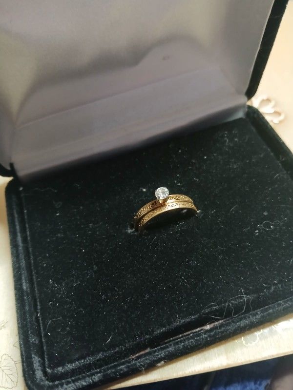 Gold Wedding Ring Size 3 14 MmWith Diamond 