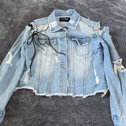 Medium Fashion Nova Jean Jacket Cropped