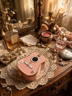 Pink Guitar Trinket Box