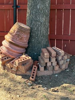 Red Clay Bricks and Terra Cotta Planter Lot